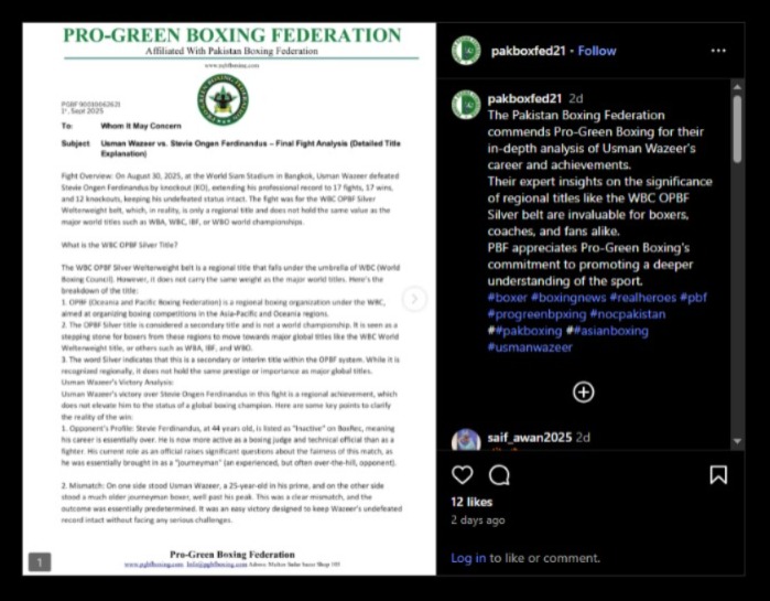 Statement by PGBF and PBF