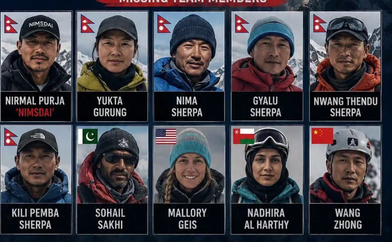 10 climbers missing